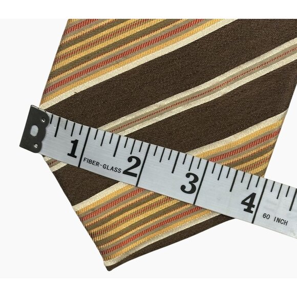 Banana Republic Striped Orange Brown Silk & Linen Tie Made In Italy Preppy - Picture 9 of 9